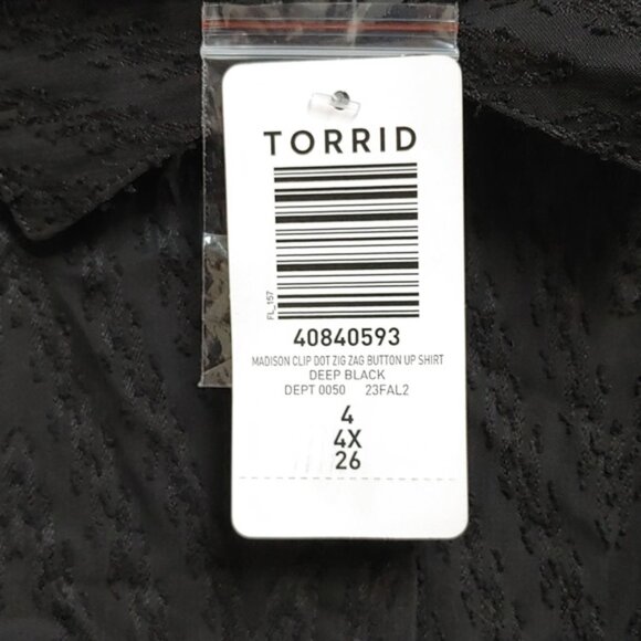 TORRID NWT Plus size 4 black long sleeve buttons down blouse top shirt t… - Picture 8 of 9